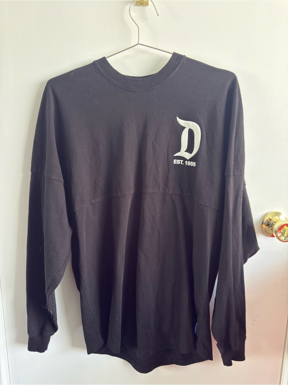 Disney Black Long Sleeve Tee with White 'D' Logo